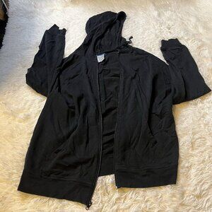 Casual Gear Large Cotton Womens Hoodie Long Sleeve Black Full Zip Pockets